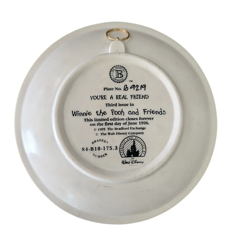 VTG Disney 3D Plate 1995 Winnie The Pooh & Eyeore You're A Real Friend Bradford
